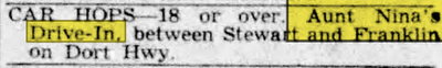 Aunt Ninas Drive-In - Sep 01 1954 Article